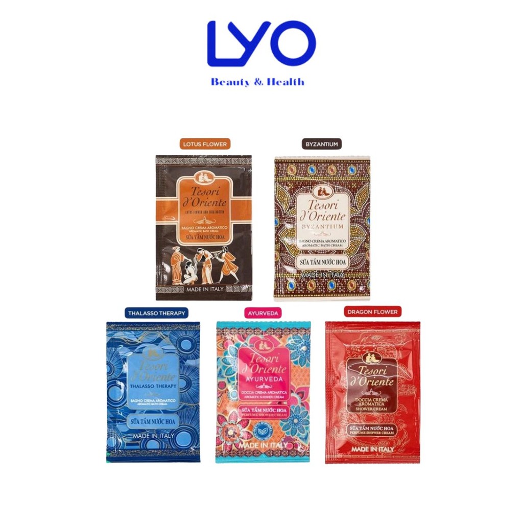 Combo 12 gói Sữa tắm nước hoa Tesori d’Oriente 9ml đủ mùi, thuận tiện khi mang đi du lịch LYO