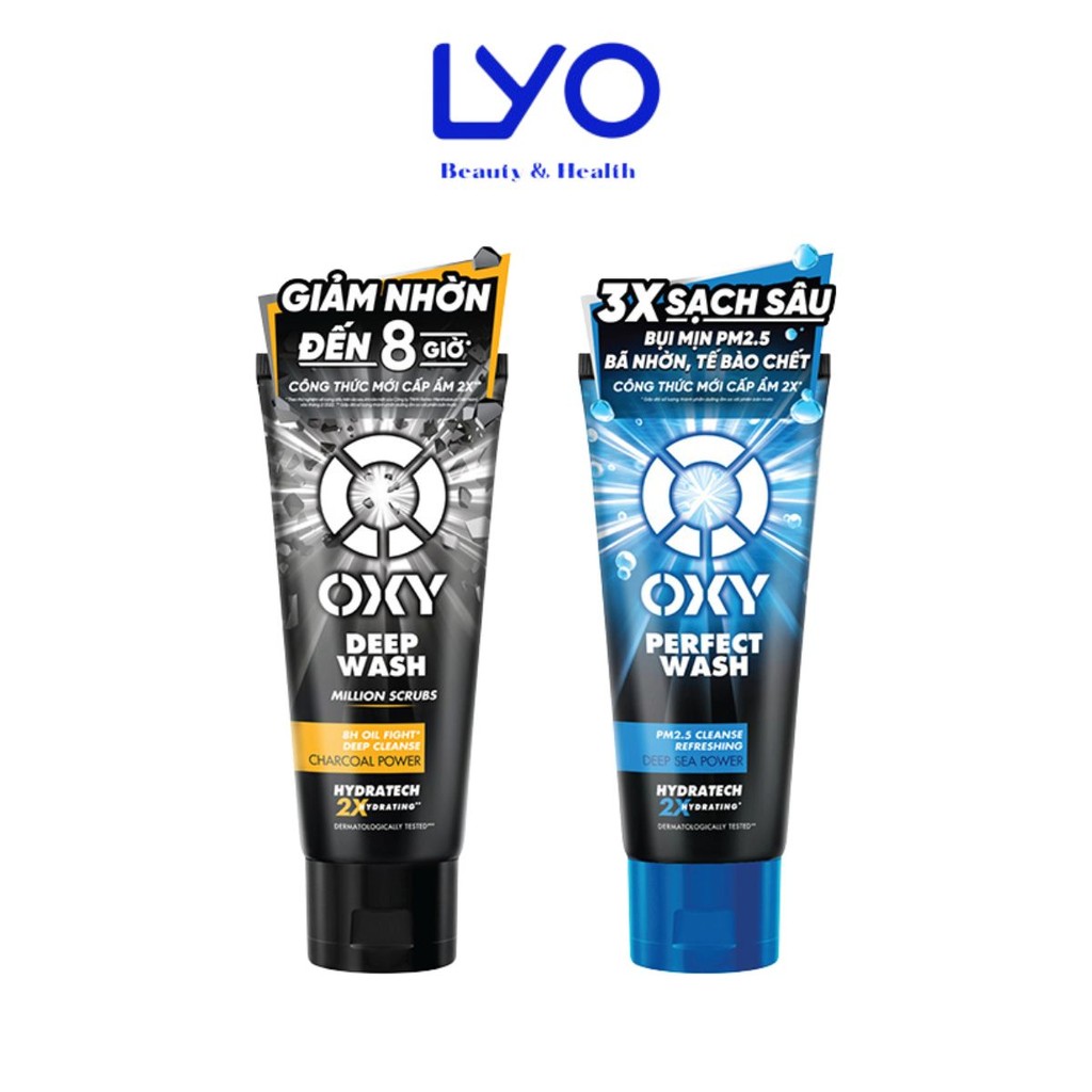Sữa rửa mặt Oxy làm sạch sâu có hạt Deep Wash, Perfect Wash Sạch Sâu Kiểm Soát Nhờn 100g LYO