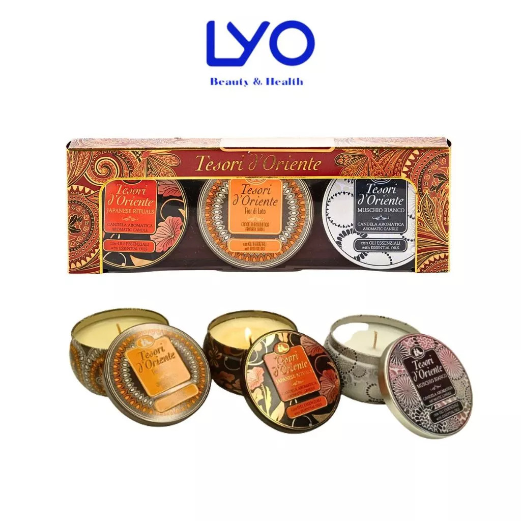 Nến Thơm Tesori d'Oriente 109gr Thư Giãn Với 3 Tầng Mùi Hương (Cả set và lẻ) LYO