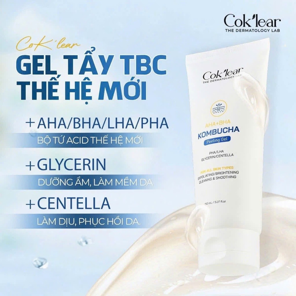 f078 - Tẩy Tế Bào Chết AHA + BHA Kombucha Peeling Gel Cok'lear 150ml