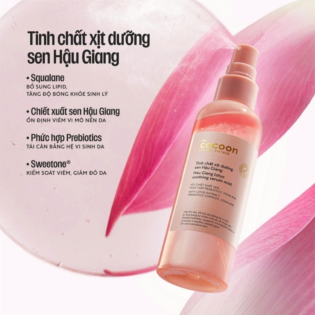 f083 - Tinh Chất Xịt Dưỡng Cocoon Sen Hậu Giang 100ml Hau Giang Lotus Soothing Serum Mist LYO