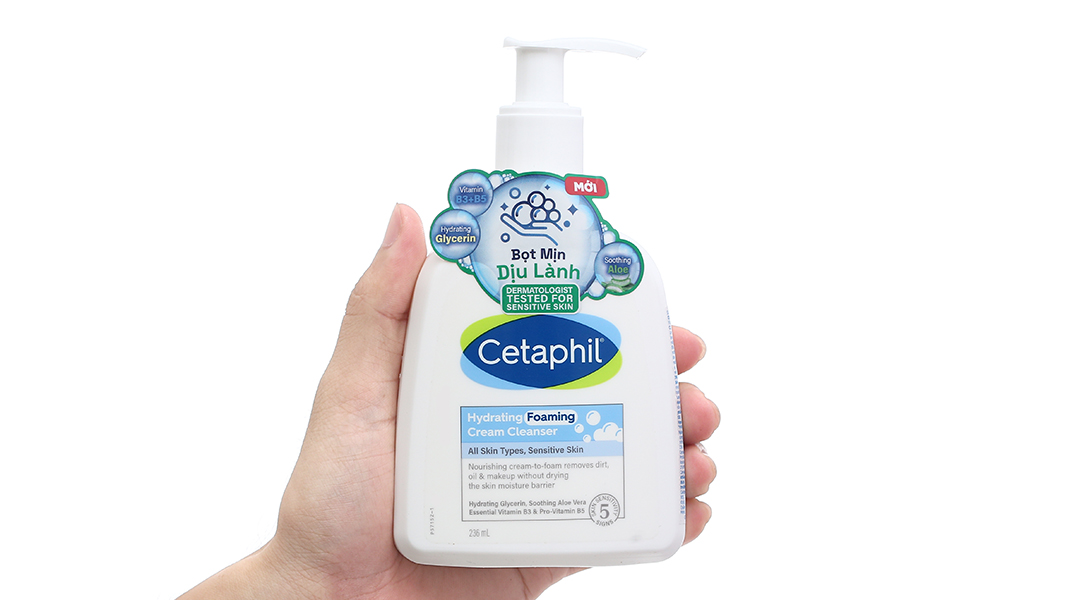 Sữa rửa mặt CETAPHIL Hydrating Foaming dành cho da khô, da thường, da nhạy cảm