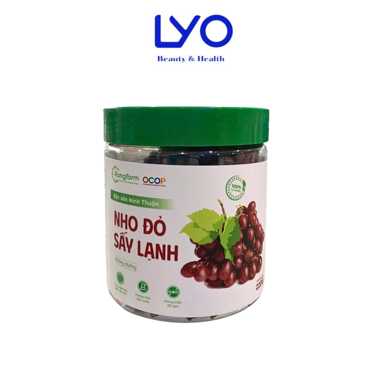 e580 - Nho Đỏ Sấy Lạnh Không Đường Rangfarm 220g (Có hạt ăn cả hạt)