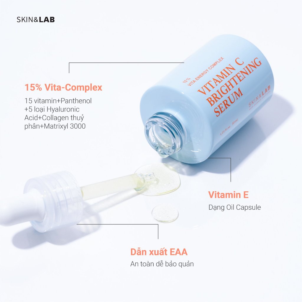 c493 - Tinh Chất Vitamin C Skin&Lab Brightening Serum With 15%  làm sáng căng bóng da 30ml - Hàn Quốc