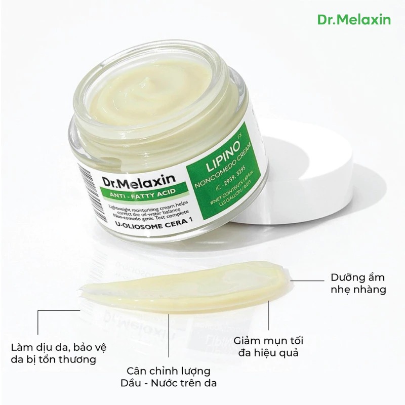 Kem Dưỡng Da Dr.Melaxin Lipino 50ml – Kiểm Soát Dầu, Giảm Thâm Mụn, Không Gây Bít Tắc