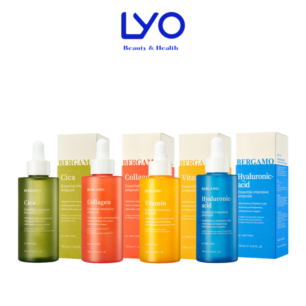 Serum Tinh Chất Bergamo Essential Intensive Ampoule Cấp Ẩm, Giảm Nếp Nhăn, Mờ Thâm Nám Hàn Quốc 150ml