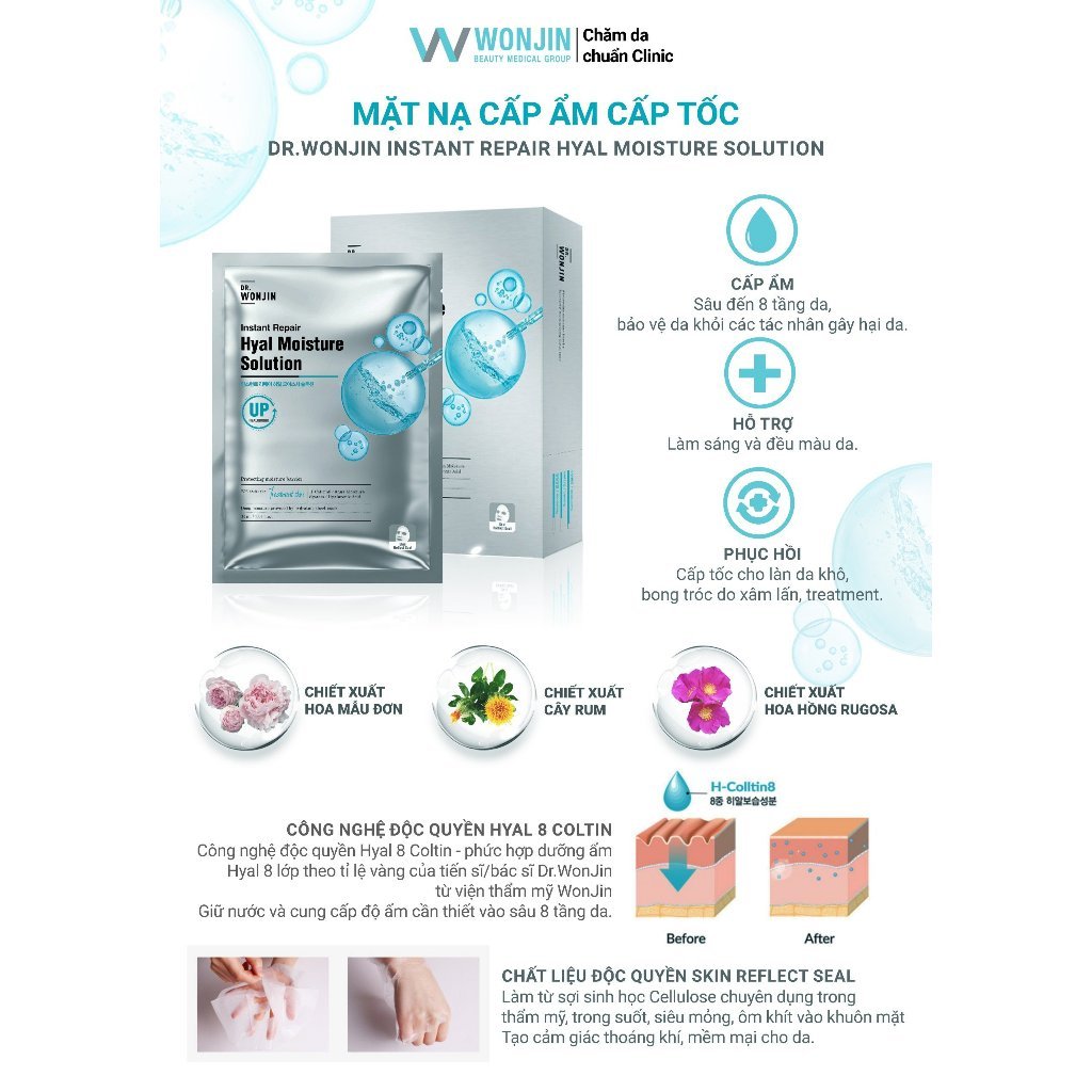 Mặt Nạ Dưỡng Ẩm, Chăm Sóc Da Chuyên Sâu, Giúp Da Sáng Mịn Wonjin Effect Concentrated Essence Mask Hàn Quốc
