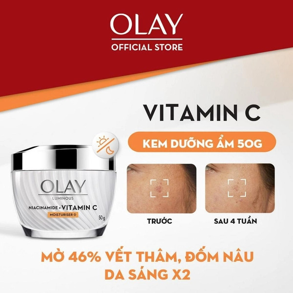 f081 - Kem Dưỡng Ẩm OLAY LUMINOUS NIACINAMIDE + VITAMIN C 50G Mờ Vết Thâm, Đốm Nâu, Dưỡng Sáng Da
