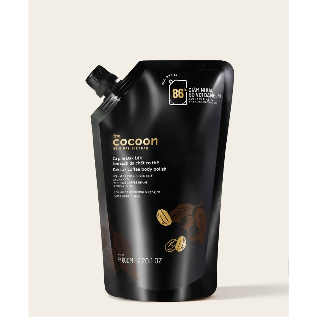 Tẩy Da Chết Body Cafe Đắk Lắk Làm Sạch Cơ Thể, Giúp Da Mịn Màng Cocoon Dak Lak Coffee Body Polish 200ml & 600ml