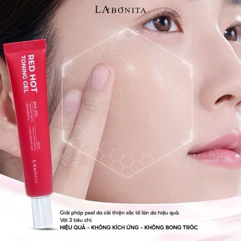 Tuýp Peel da La Bonita Red Hot Toning Gel AHA 25%+Lợi khuẩn Lactobacillus 30g LYO