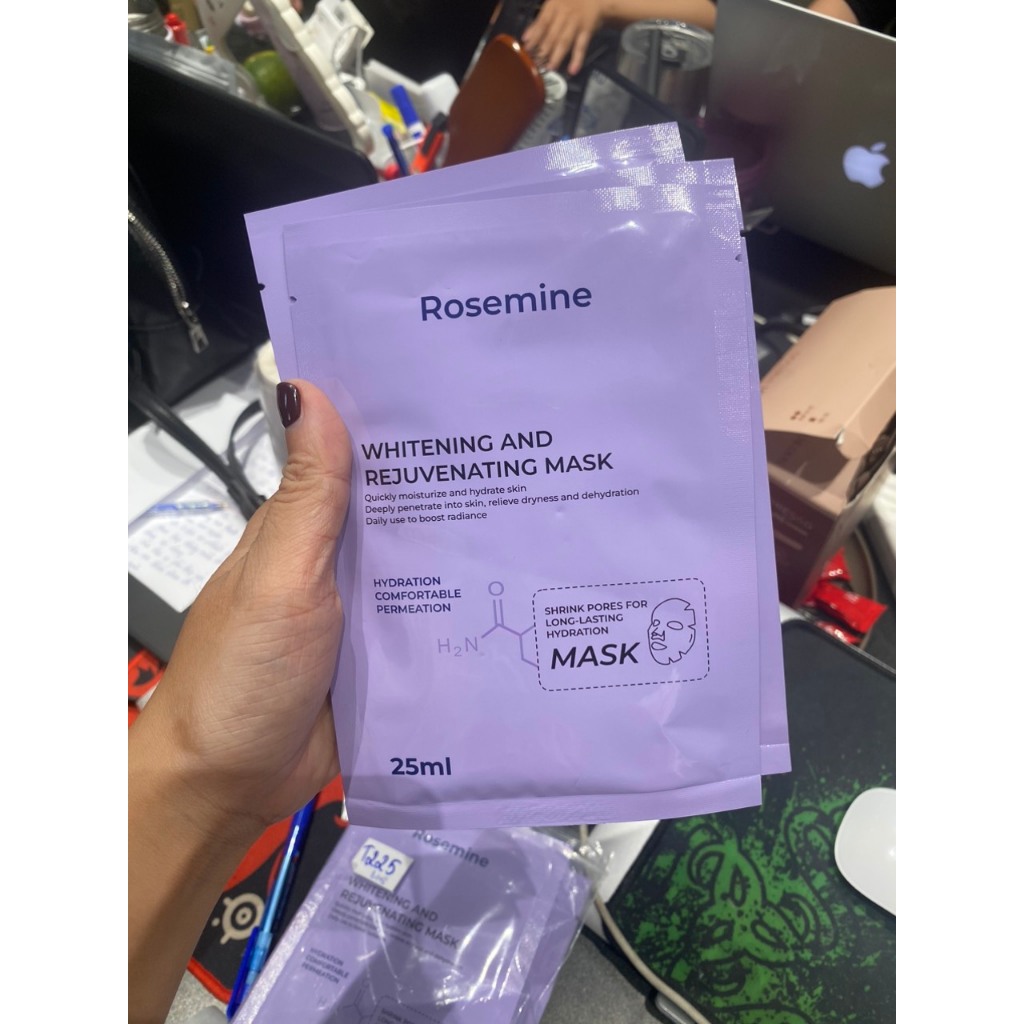 e36 - Lẻ Mặt Nạ Cấp Ẩm, Phục Hồi, Dưỡng Sáng Da Rosemine Whitening And Rejuvenating Mask Hàn Quốc 25ml