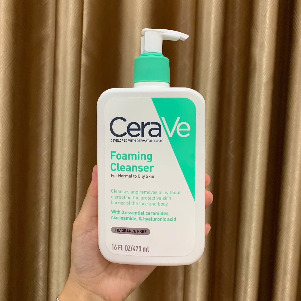 Sữa Rửa Mặt Pháp CeraVe Foaming/Hydrating/SA Smoothing Cleanser Dưỡng Trắng, Cấp Ẩm & Làm Sạch Da 236ml & 473ml
