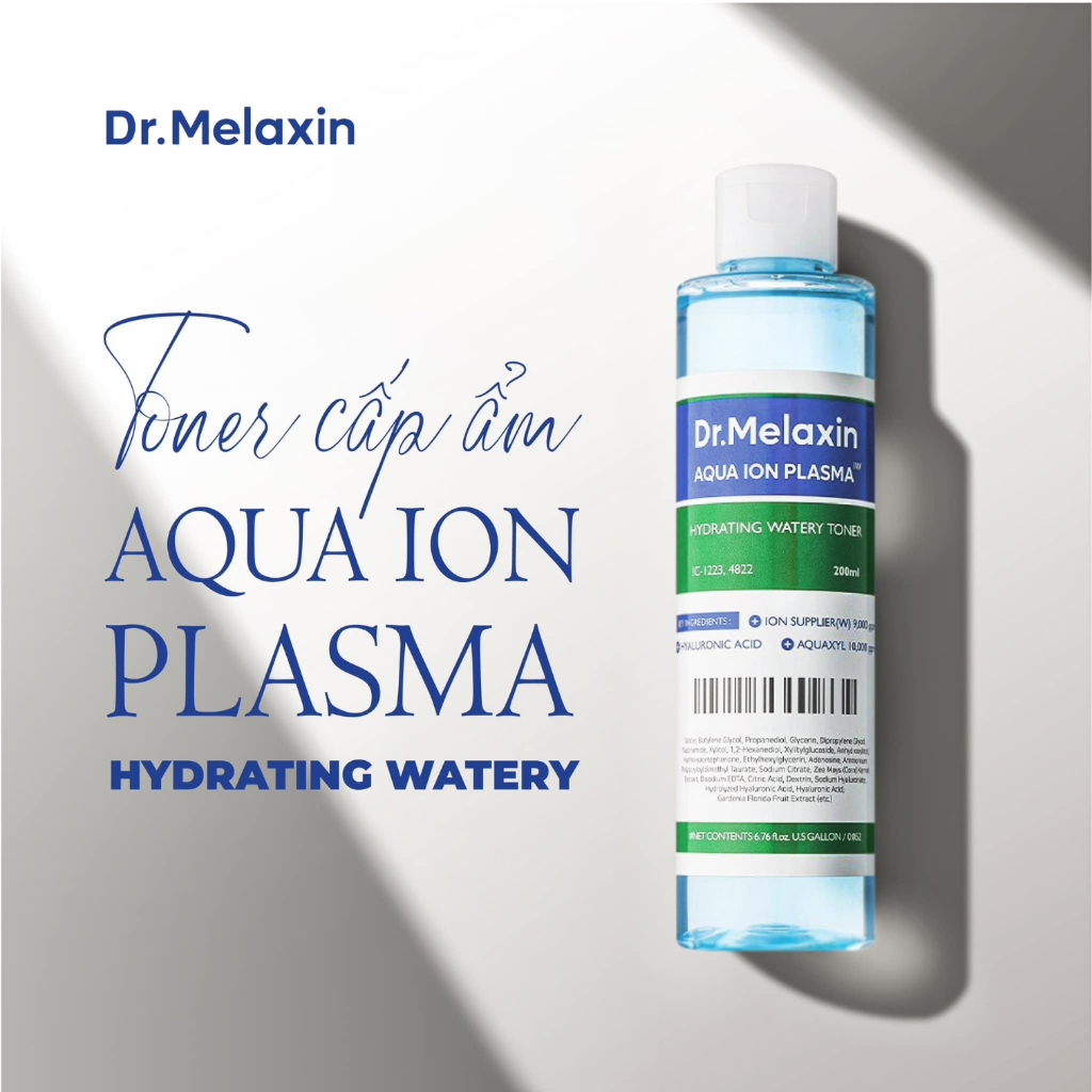 Toner dưỡng ẩm Aqua Ion Plasma 200ml Dr Melaxin ,cân bằng độ ẩm và giảm thiểu sự mất nước trên da