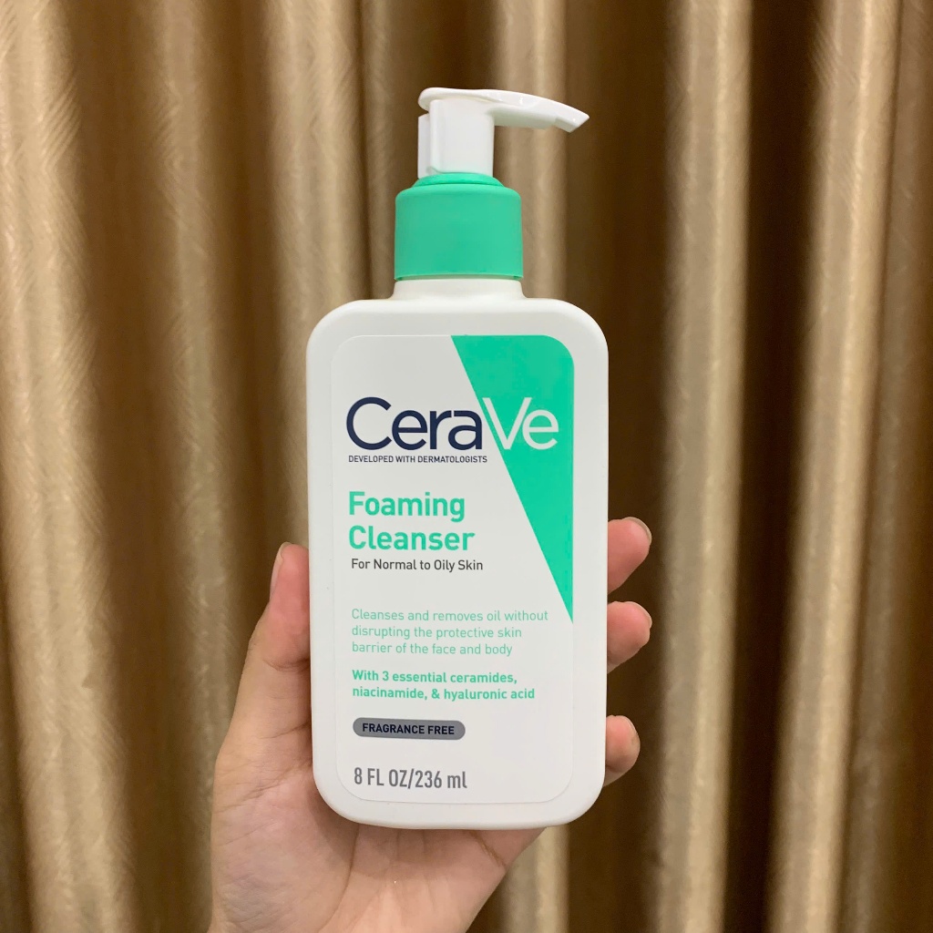 Sữa Rửa Mặt Pháp CeraVe Foaming/Hydrating/SA Smoothing Cleanser Dưỡng Trắng, Cấp Ẩm & Làm Sạch Da 236ml & 473ml