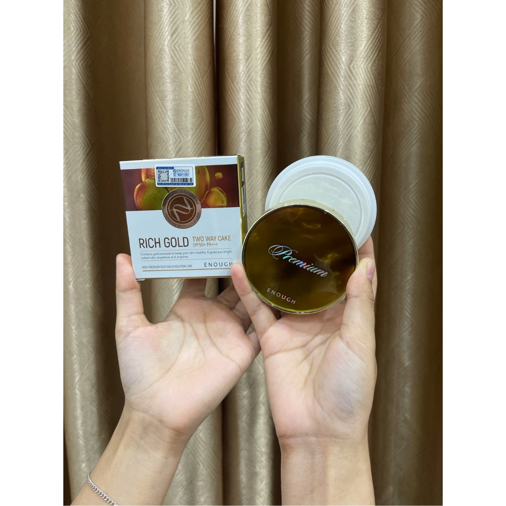 Phấn Phủ 2 Lõi Cao Cấp Enough Premium Twoway Cake Giữ Lớp Nền Luôn Sáng Mịn Hàn Quốc 13g+13g