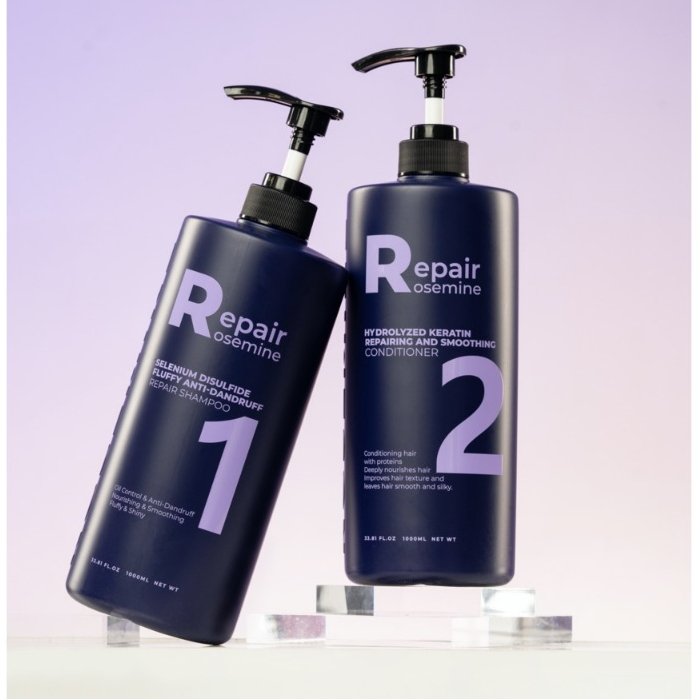 Combo Dầu Gội & Xả Phục Hồi, Làm Phồng Tóc, Giảm Gãy Rụng Rosemine Repair Hàn Quốc 500ml x 2 & 1000ml x 2