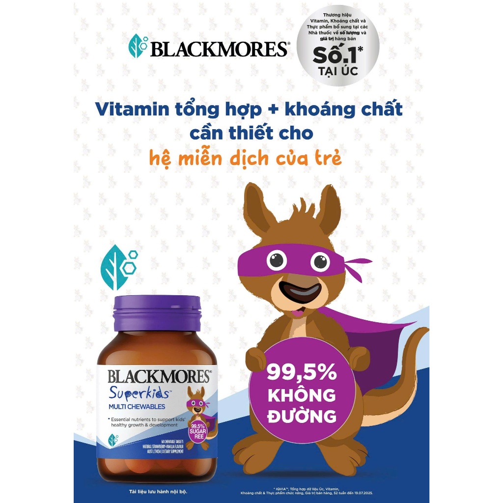 Kẹo bổ sung dinh dưỡng cho trẻ em Blackmores Super Kids Multi Chewables 60 viên LYO