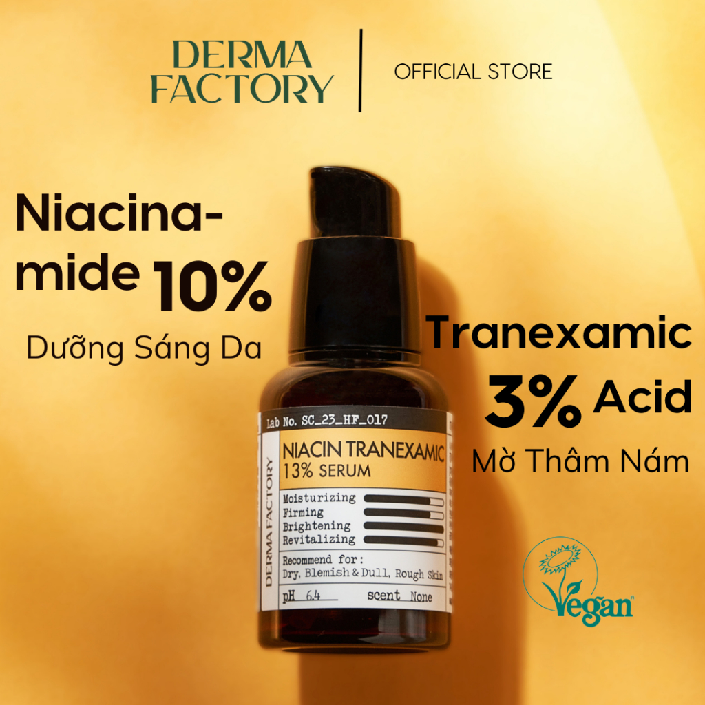 f003 - Tinh chất dưỡng trắng da, mờ thâm nám Derma Factory Niacin Tranexamic 13% Serum 30ml LYO