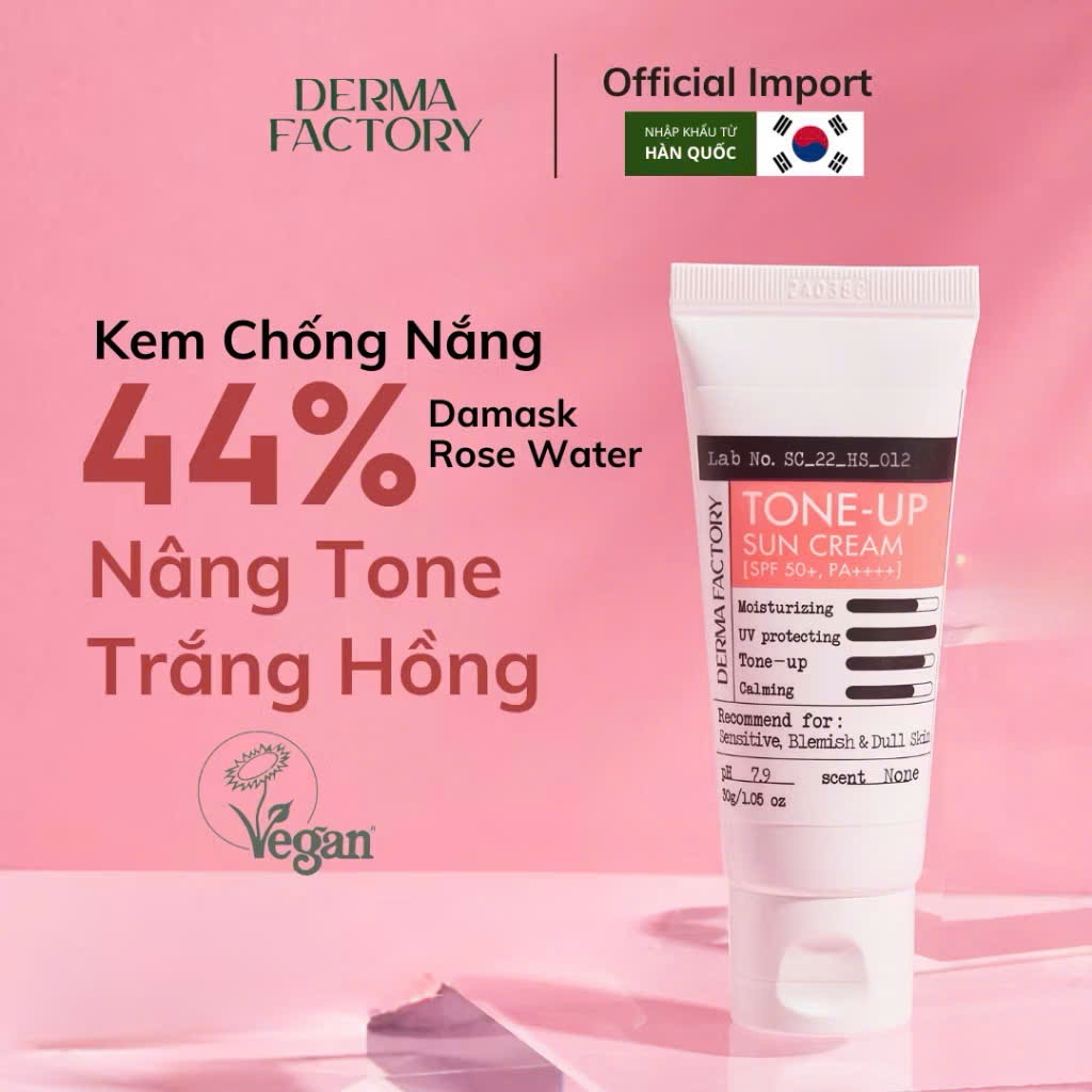 e998 - Kem chống nắng nâng tone và kiềm dầu SPF50+/PA++++ Derma Factory Tone Up Sun Cream 30g LYO
