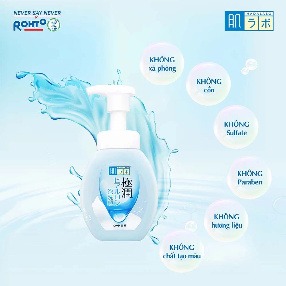F427 - Bọt rửa mặt dưỡng ẩm ROHTO Hada Labo Gokujyun Moisturizing Foaming Wash 160 ml