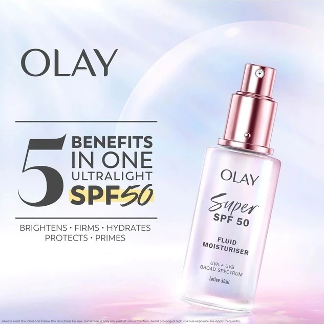 f437 - Kem dưỡng sáng da chống nắng OLAY SUPER SPF50+ PA++++, FLUID MOISTURISER 50ml