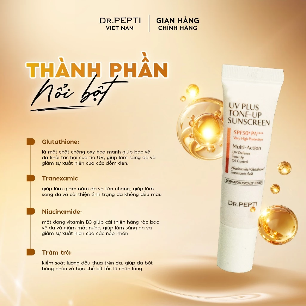 f095 - Kem chống nắng mini Dr.Pepti UV Plus Tone Up Sunscreen 8ml
