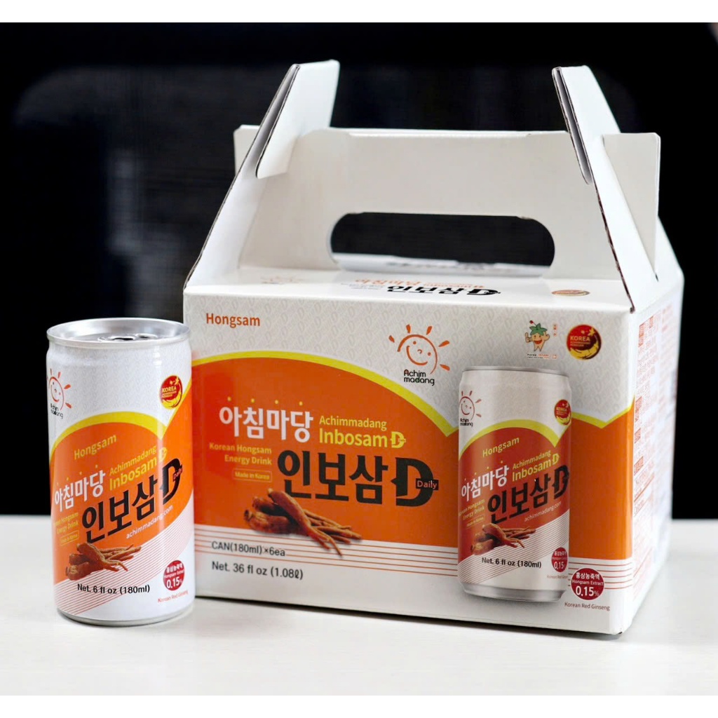 Nước tăng lực Hồng sâm Inbosam D Lẻ 1 lon, Set 6 - 10 - 30 lon (Kèm vỏ hộp)