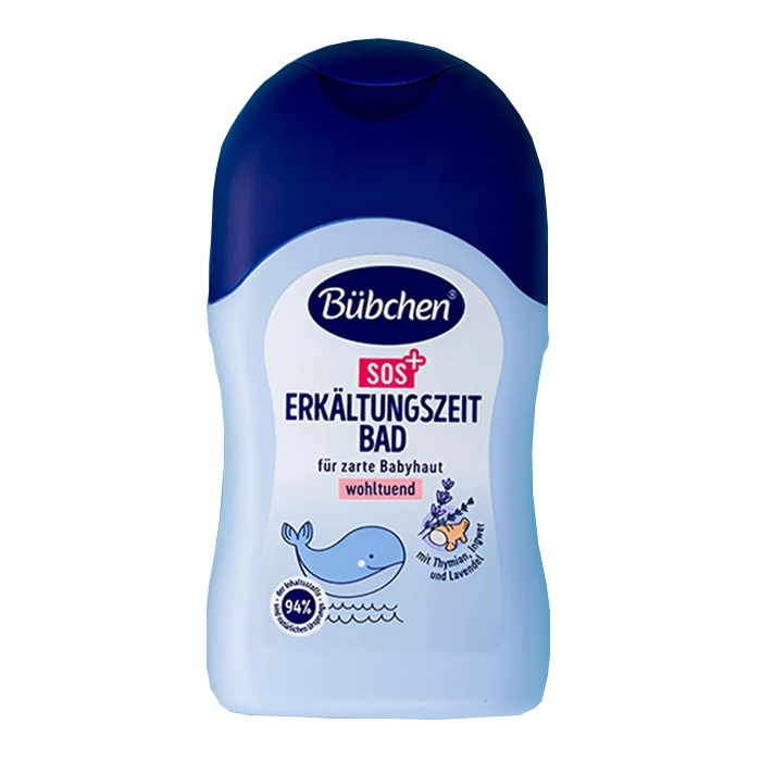 e758 - Dầu Tắm Cảm Thuần Chay Giữ Ấm Cơ Thể Bübchen SOS Erkältungszeitbad 150ml Cho Bé