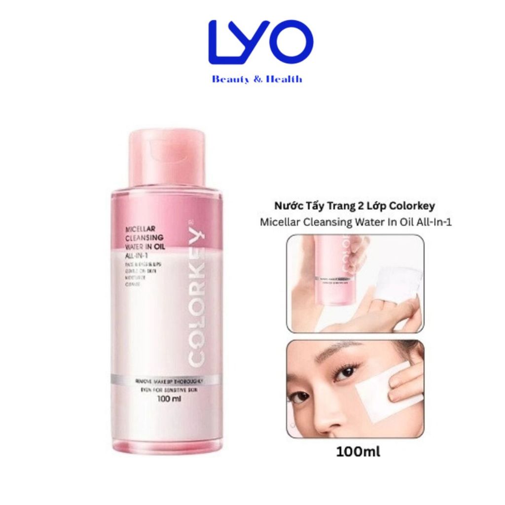 f024 - Nước Tẩy Trang 2 Lớp Colorkey Sạch Sâu Dưỡng Ẩm Dịu Nhẹ Micellar Cleansing Water 100ml & 500ml LYO