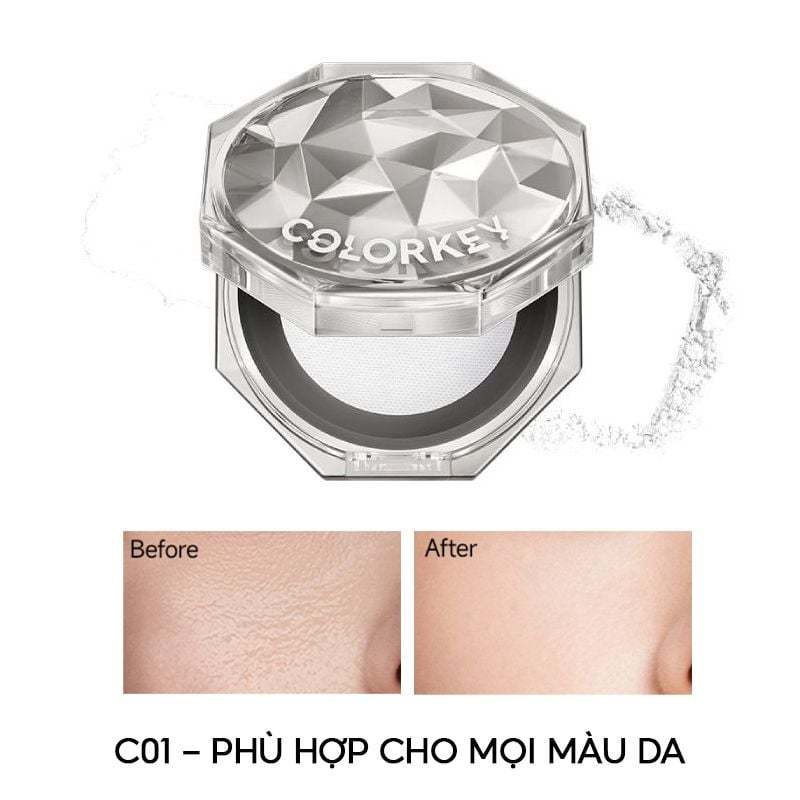 e951 - Phấn Phủ Dạng Bột COLORKEY Siêu Mịn Giúp Lớp Trang Điểm Tự Nhiên 8g LYO