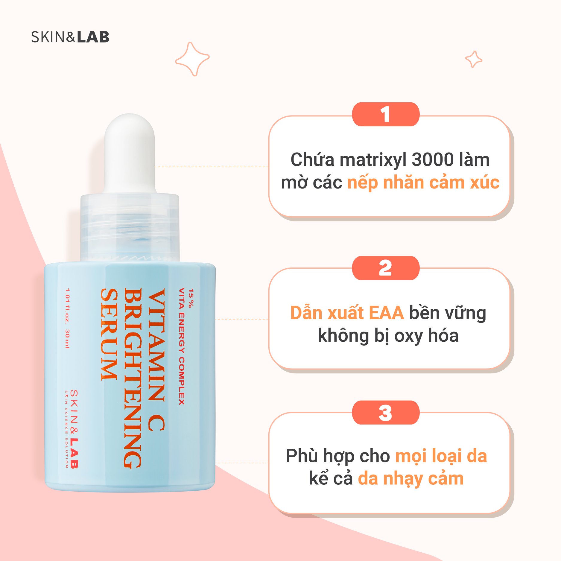 c493 - Tinh Chất Vitamin C Skin&Lab Brightening Serum With 15%  làm sáng căng bóng da 30ml - Hàn Quốc