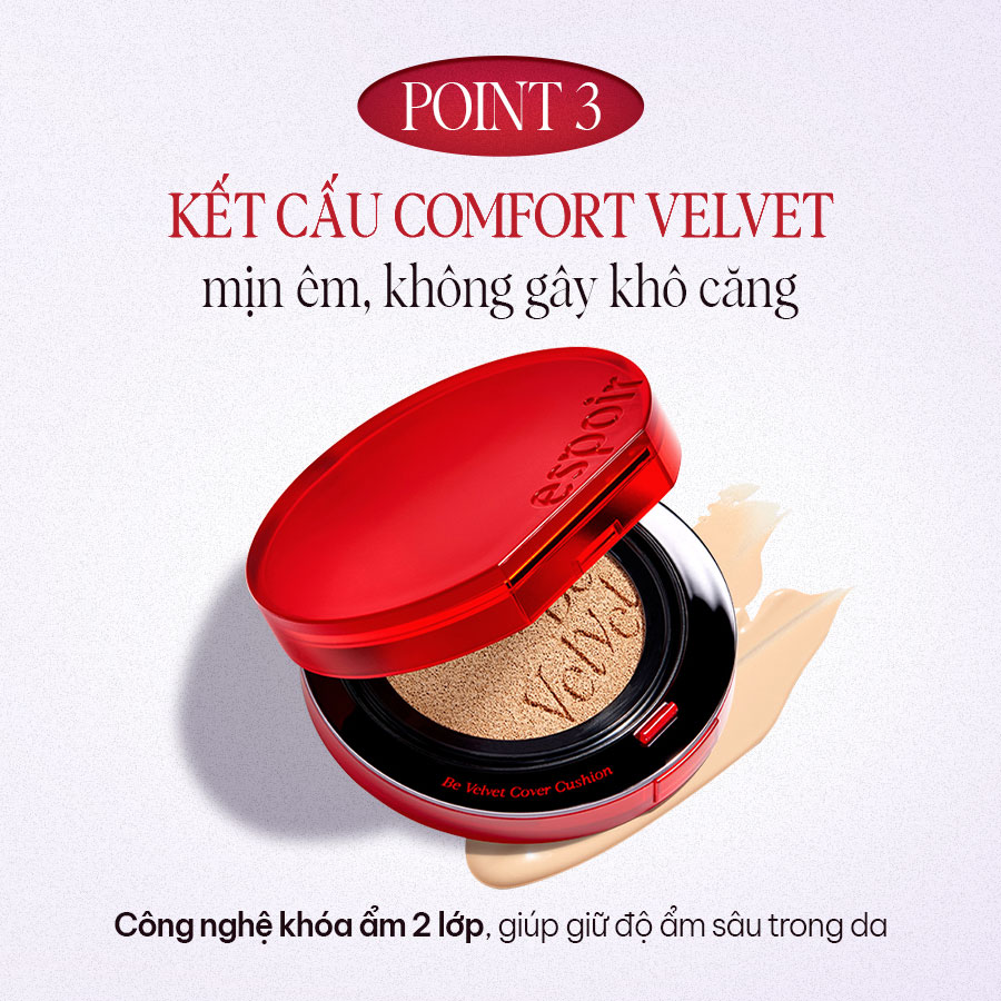 Phấn Nước Che Phủ & Bắt Sáng Espoir Be Velvet Cover Cushion/Be Glow Volume Cushion Flash Glow Edition SPF42 PA+++ 13grx2