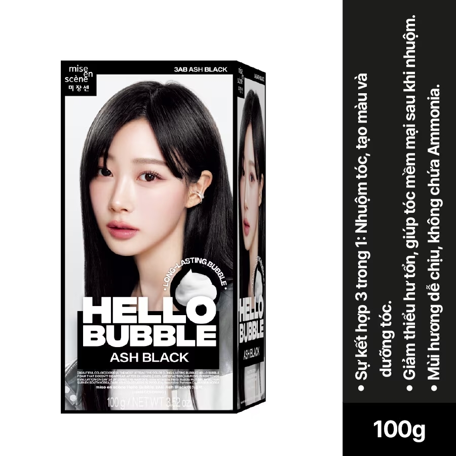 e906 - Nhuộm tóc mise en scène Hello Bubble 100g dạng bọt bền lâu tan, tông màu xu hướng LYO