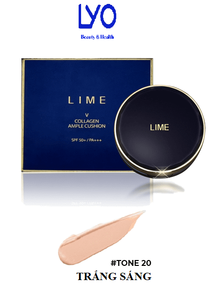 Phấn nước Lime V Collagen Ample Cushio SPF50+ PA+++ (Màu xanh) và Real Cover Pink Cushion SPF50+ PA+++ (Màu trắng)
