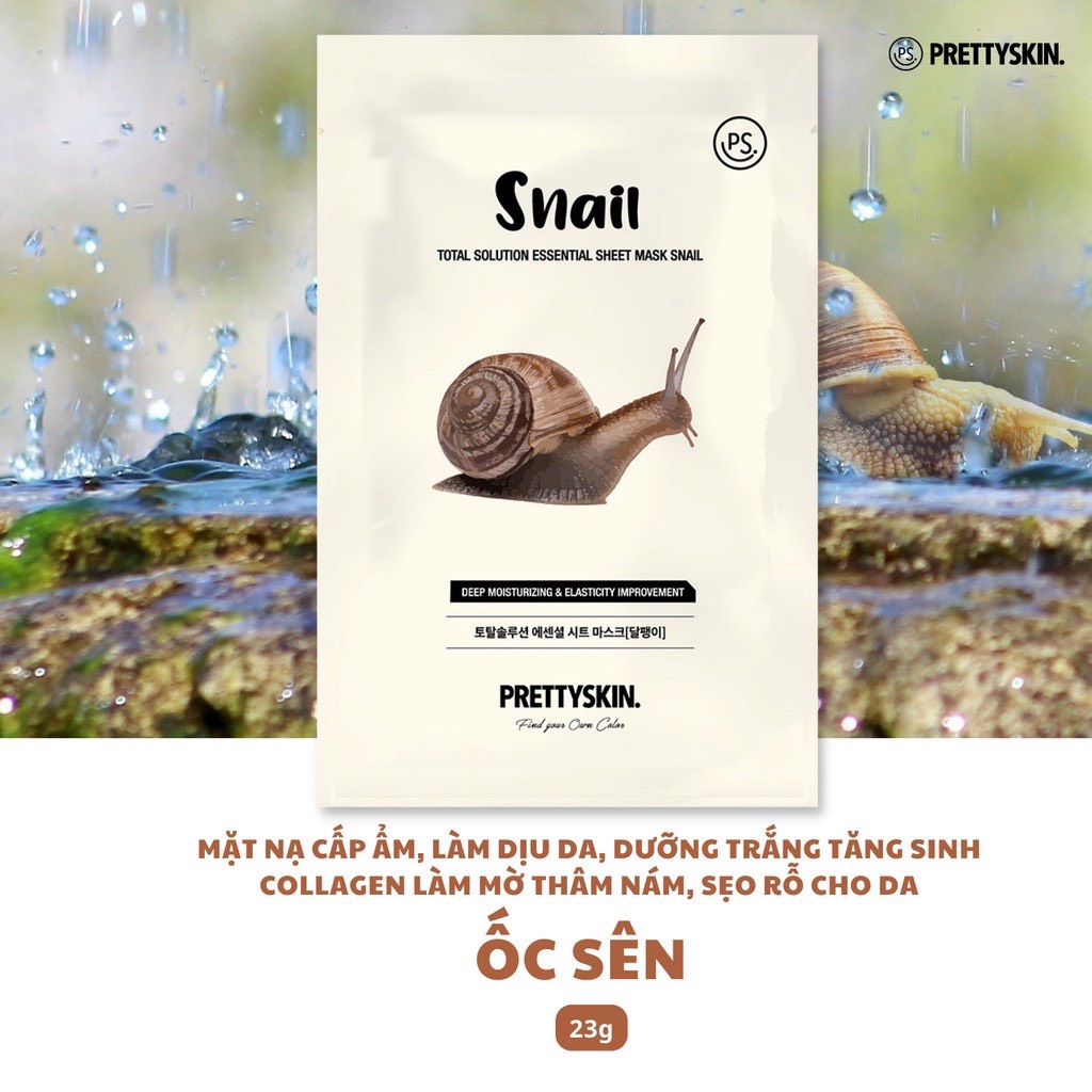 Hộp 10 miếng Mặt nạ dưỡng da PrettySkin Total Solution Essential Sheet Mask  23g x 10