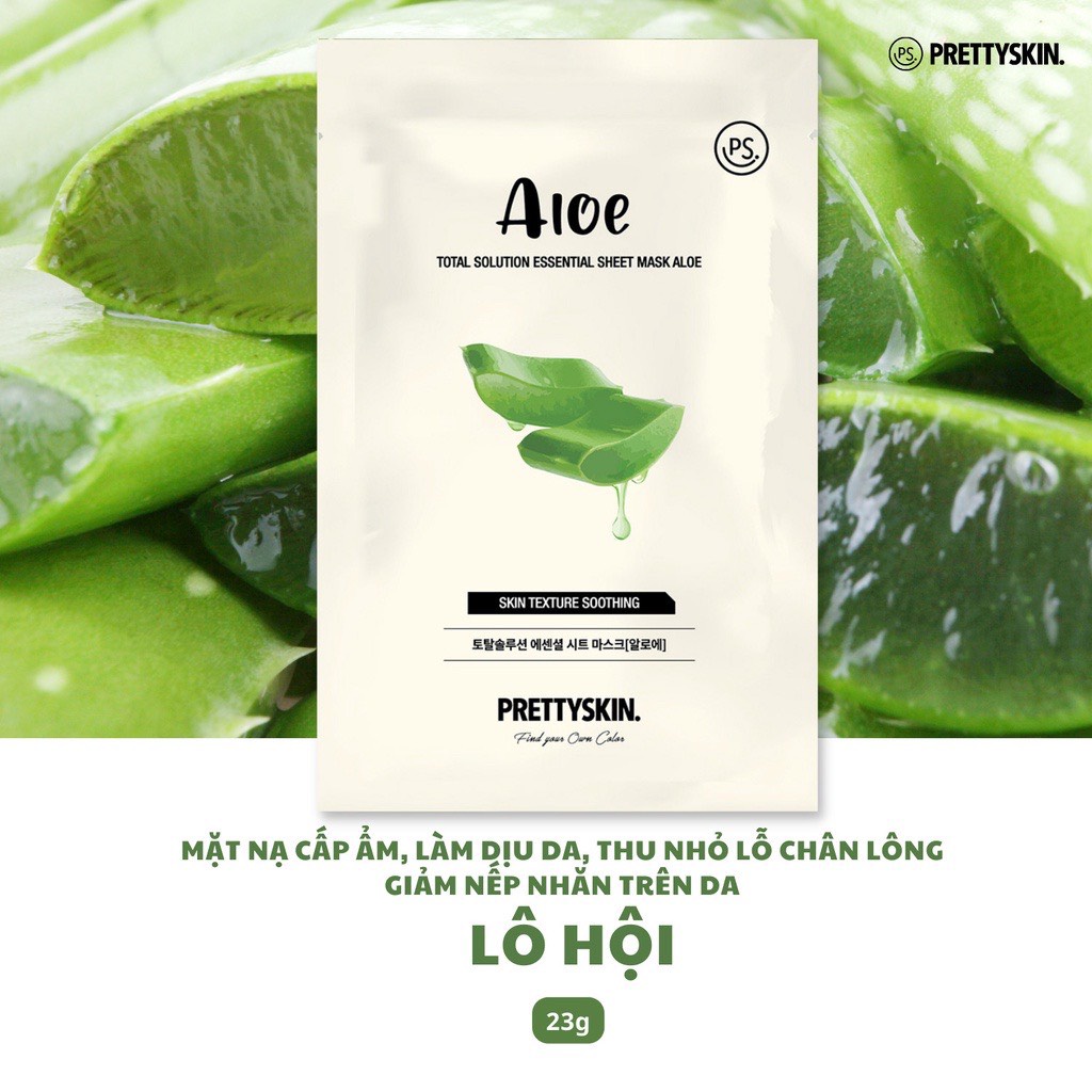 Hộp 10 miếng Mặt nạ dưỡng da PrettySkin Total Solution Essential Sheet Mask  23g x 10