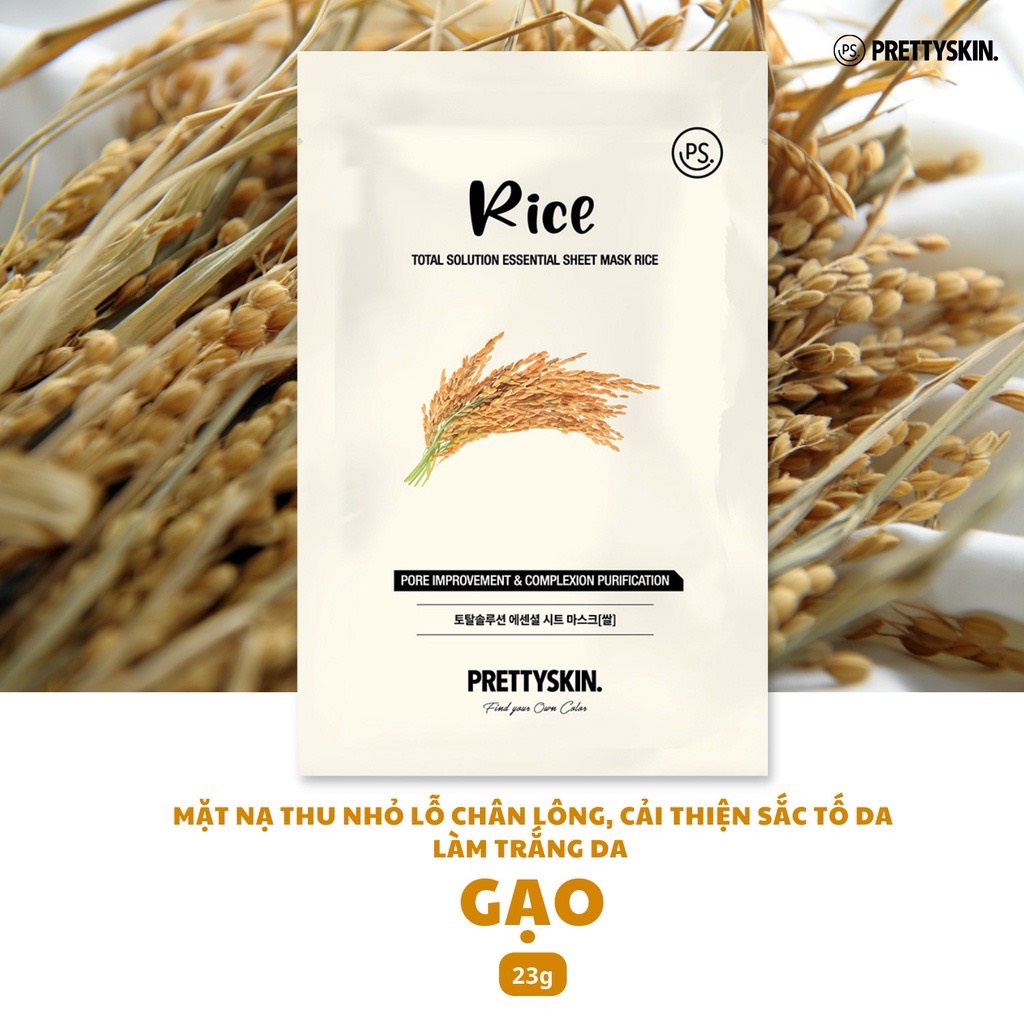 Hộp 10 miếng Mặt nạ dưỡng da PrettySkin Total Solution Essential Sheet Mask  23g x 10