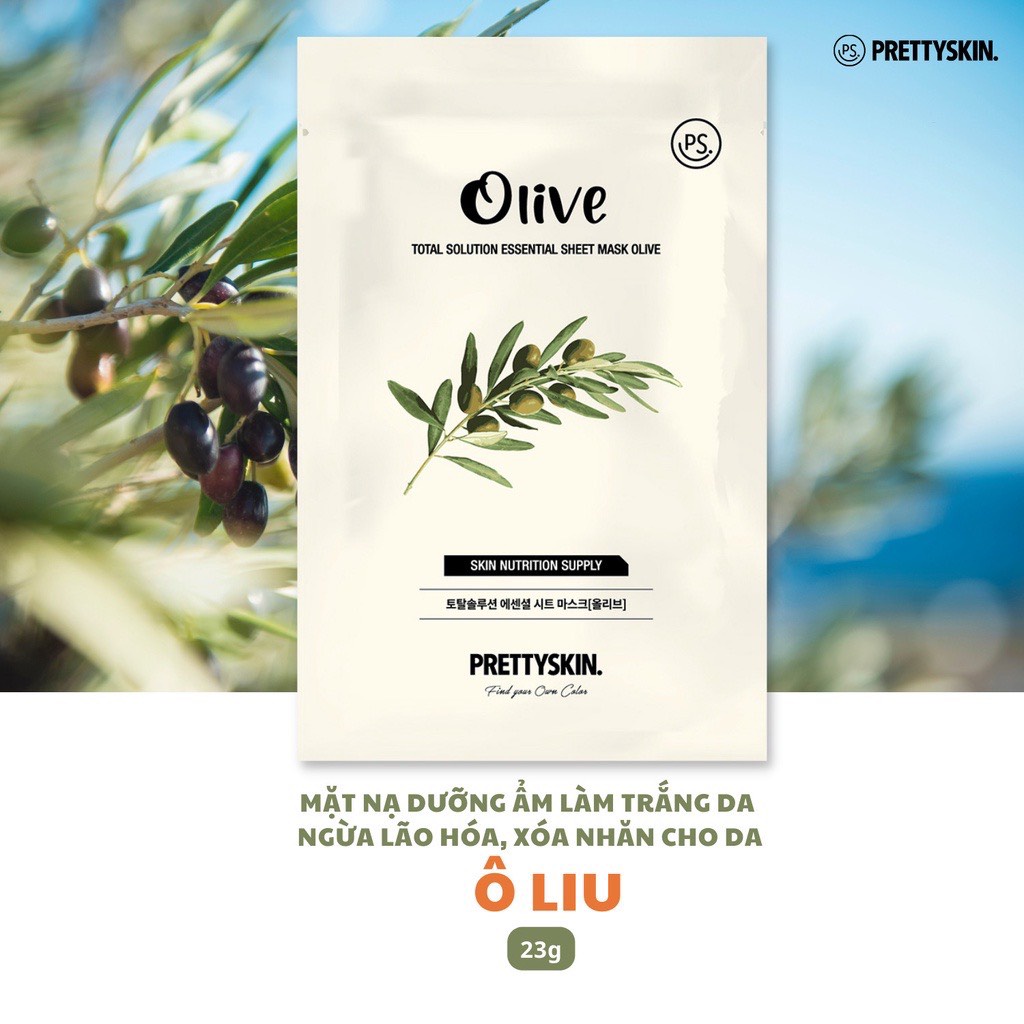 Hộp 10 miếng Mặt nạ dưỡng da PrettySkin Total Solution Essential Sheet Mask  23g x 10