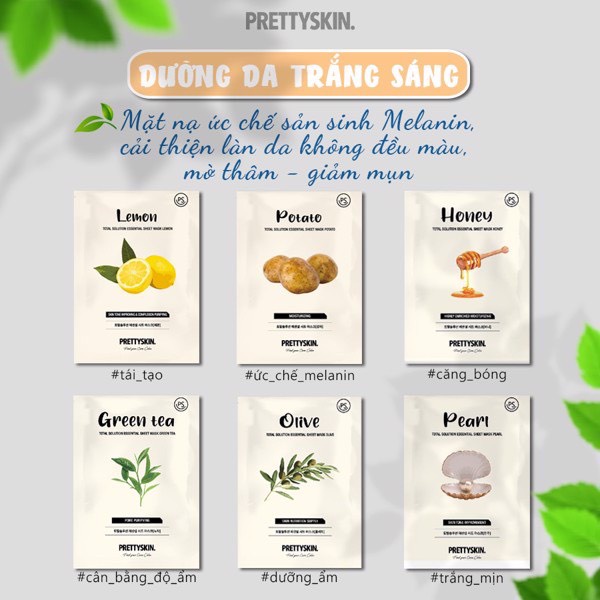 Hộp 10 miếng Mặt nạ dưỡng da PrettySkin Total Solution Essential Sheet Mask  23g x 10