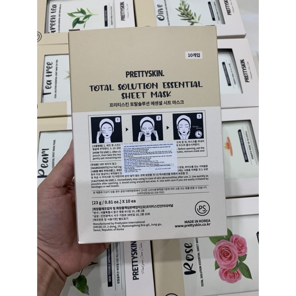 Hộp 10 miếng Mặt nạ dưỡng da PrettySkin Total Solution Essential Sheet Mask  23g x 10