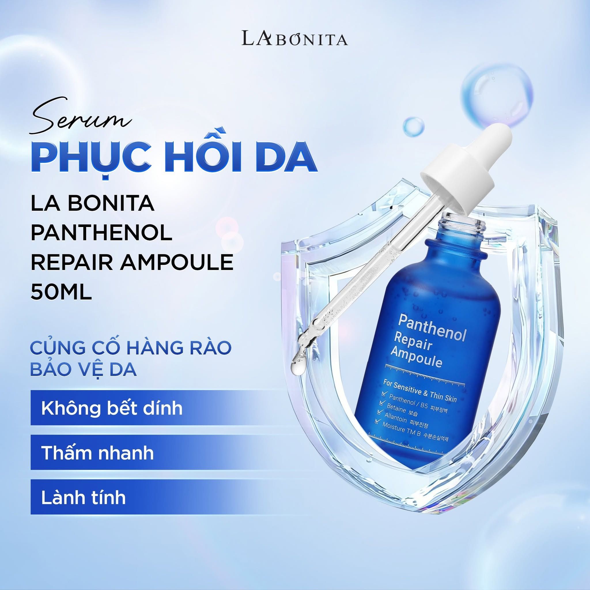 Serum hỗ trợ phục hồi làm dịu da La Bonita Panthenol Repair Ampoule 50ml LYO