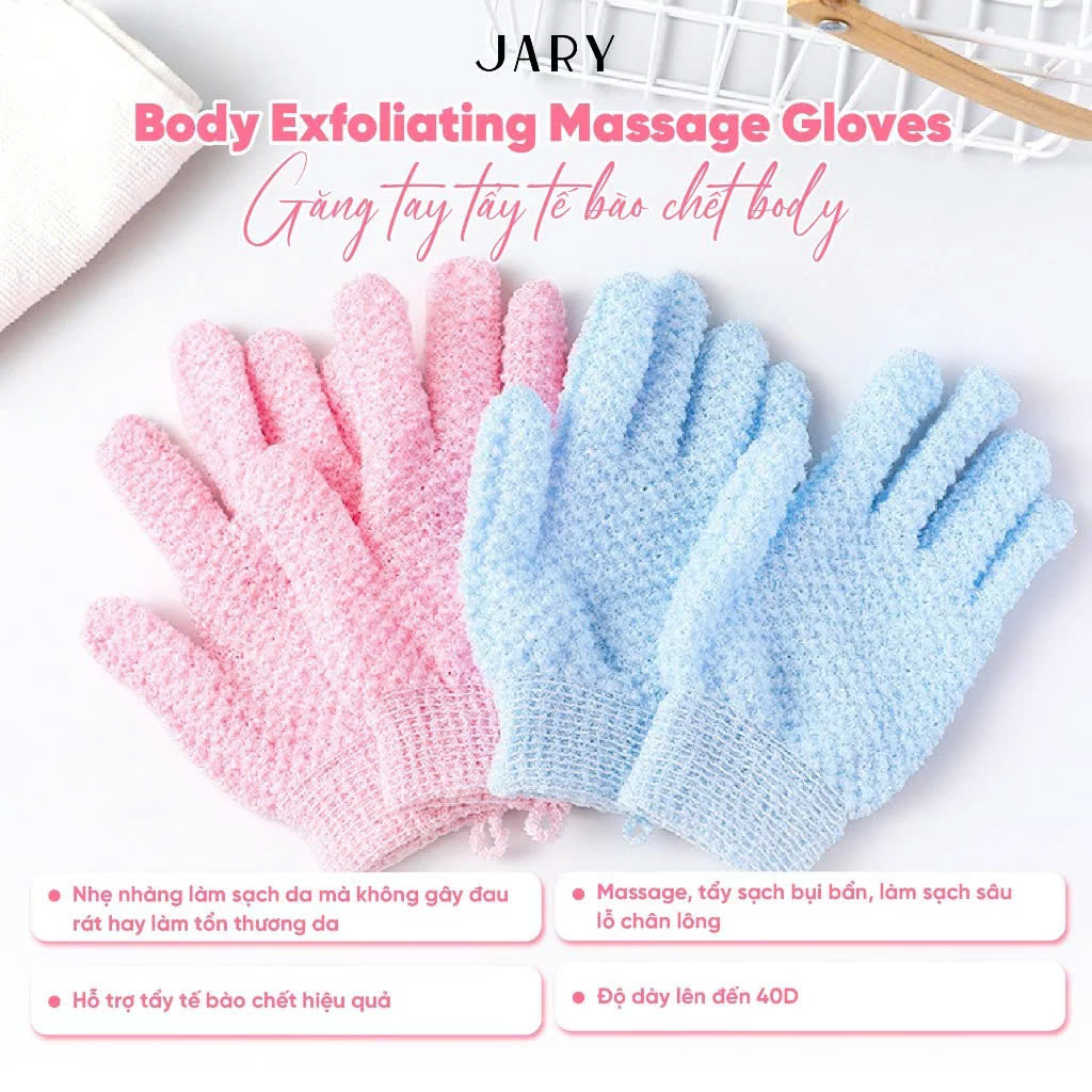 Găng Tay Tẩy Tế Bào Chết Toàn Thân Jary 40D Body Exfoliating Massage / 10D Body Scrubber Gloves Hàn Quốc