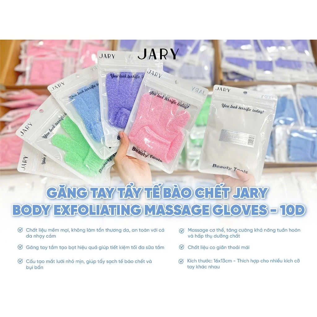 Găng Tay Tẩy Tế Bào Chết Toàn Thân Jary 40D Body Exfoliating Massage / 10D Body Scrubber Gloves Hàn Quốc