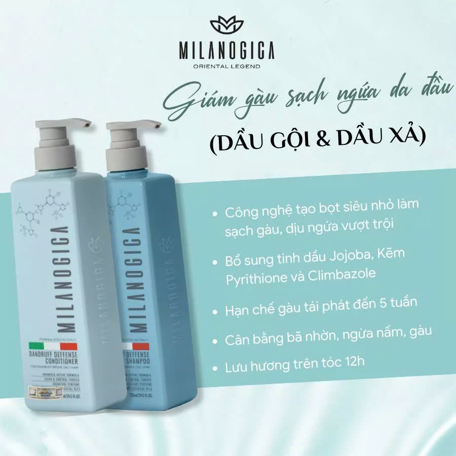 Bộ Dầu Gội Xả Hương Nước Hoa Phục Hồi, Giúp Tóc Sạch Gàu Milanogica Shampoo / Conditioner 355ml - 725ml