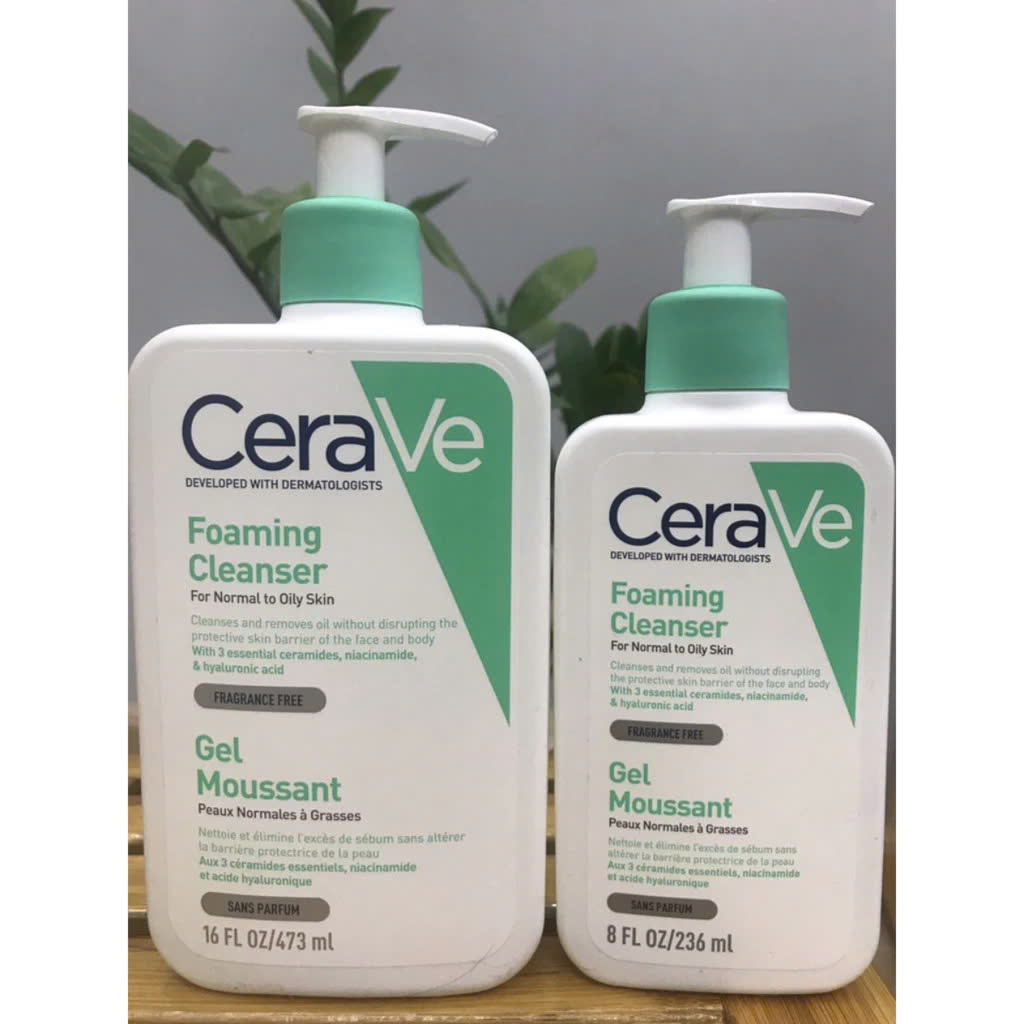 Sữa Rửa Mặt Pháp CeraVe Foaming/Hydrating/SA Smoothing Cleanser Dưỡng Trắng, Cấp Ẩm & Làm Sạch Da 236ml & 473ml