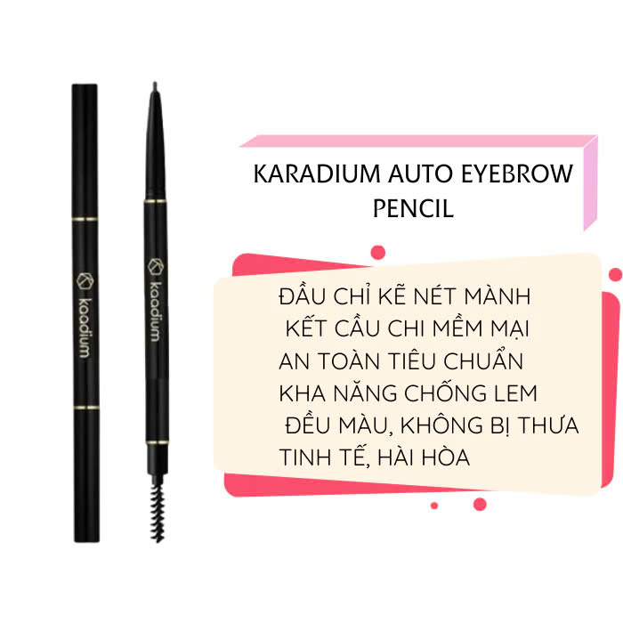 Chì Kẻ Mày Karadium 2 Đầu Nét Mảnh, Lâu Trôi Auto Eyebrow Pencil 0.18g