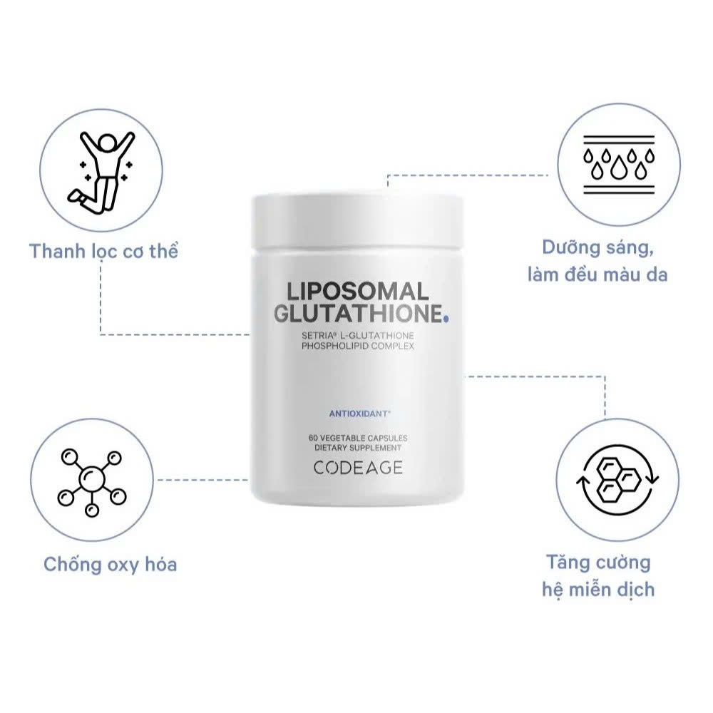 Viên Uống Trắng Da, Chống Lão Hóa CodeAge Liposomal Glutathione/Ovarian/NMN/Vitamin C/Magnesium USA