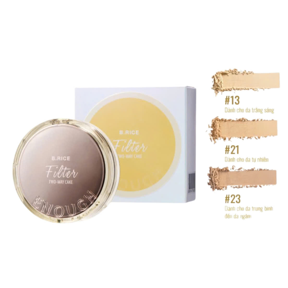 Phấn Phủ 2 Lõi Enough B.Rice Pure Filter Twoway Cake Tạo Lớp Nền Mỏng Nhẹ & Tự Nhiên Hàn Quốc 12g+12g
