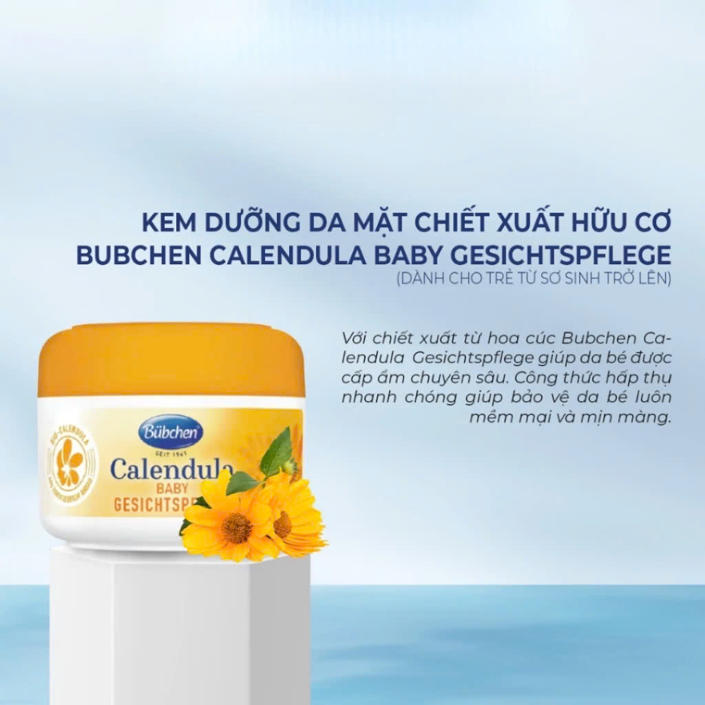 Kem Dưỡng Da Cho Bé Sơ Sinh Bubchen Wind & Wetter/ Calendula Gesichtspflege/ Pflege/ Spezial Wundschutz Creme Đức 75ml