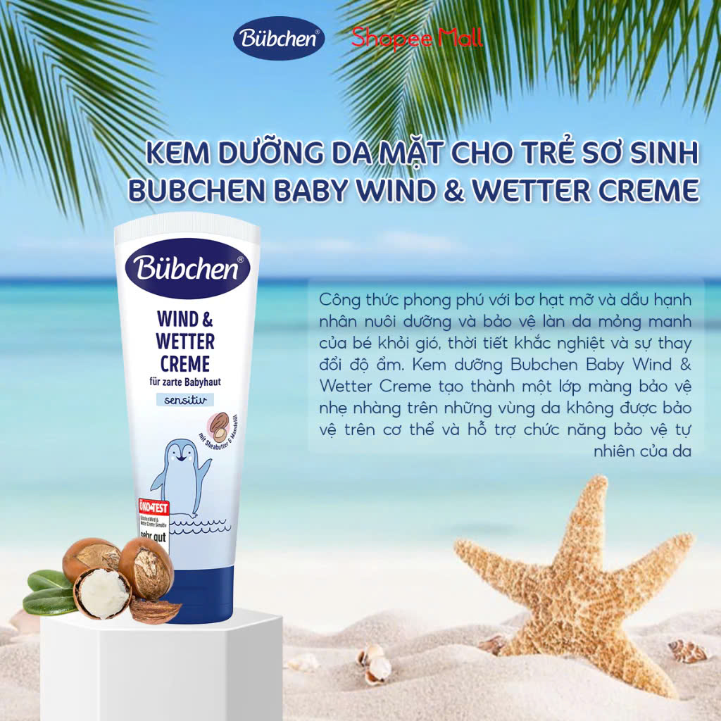 Kem Dưỡng Da Cho Bé Sơ Sinh Bubchen Wind & Wetter/ Calendula Gesichtspflege/ Pflege/ Spezial Wundschutz Creme Đức 75ml